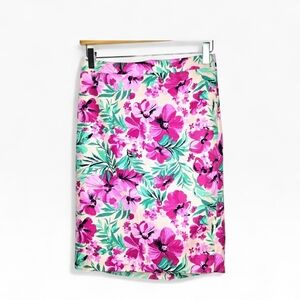 J. Crew Floral Cotton Straight Skirt. Pink/white/green. Size 00